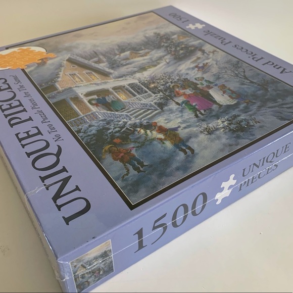 NIB Sealed 1500 Piece Puzzle Winter Scene ☕️💜 - Picture 3 of 3
